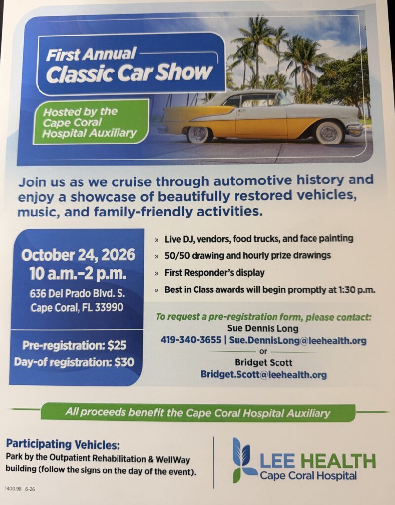 car show in cape coral florida on october 24