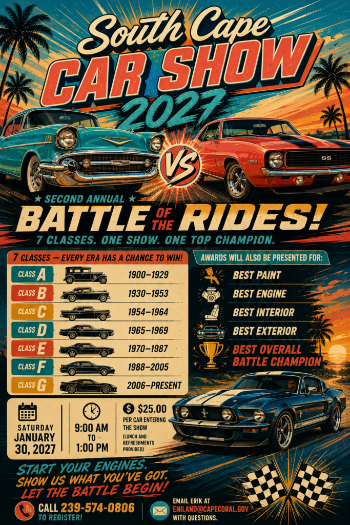 car show in cape coral florida on january 30