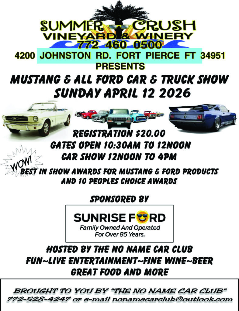 Ford Mustang car show in Fort Pierce FLoirda on April 12