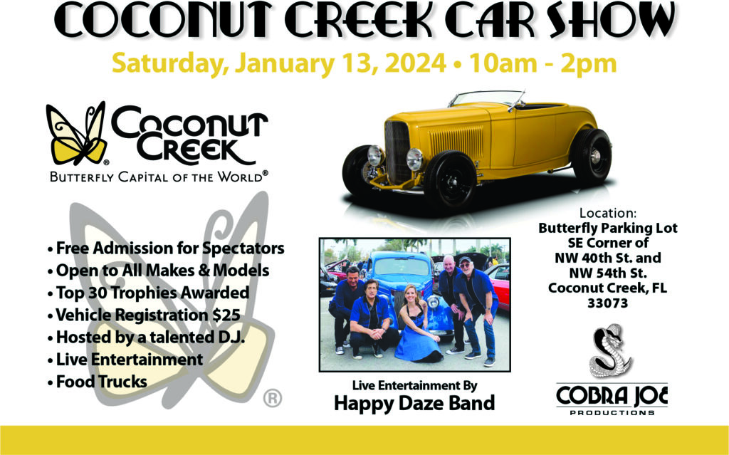 car show in coconut creek florida on january 13