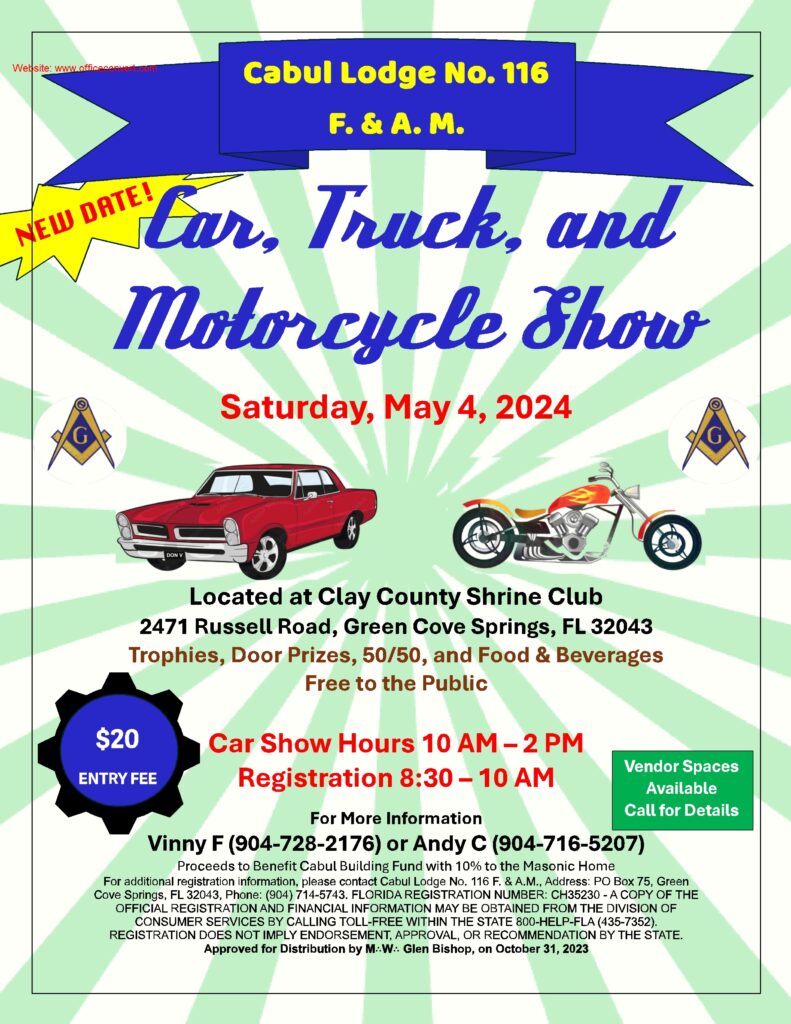 car show in green cove springs lforida on may 4