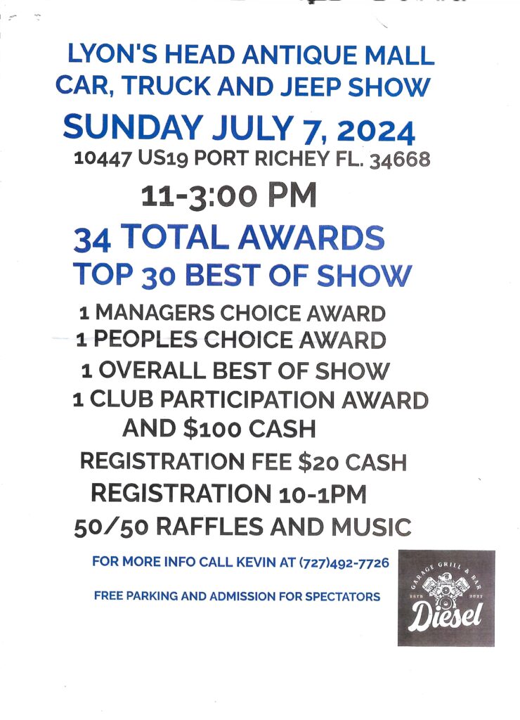 car show in port richey florida on july 7