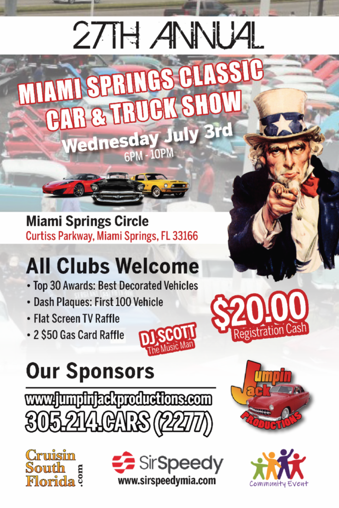 car show in miami springs florida on july 3