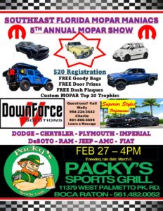 mopar car show in boca raton florida on february 27