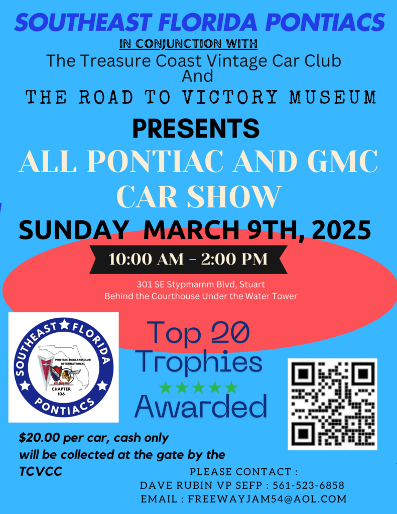 pontiac car show in stuart flroida on march 9