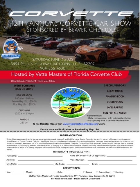 corvette car show in jacksonville florida on june 7