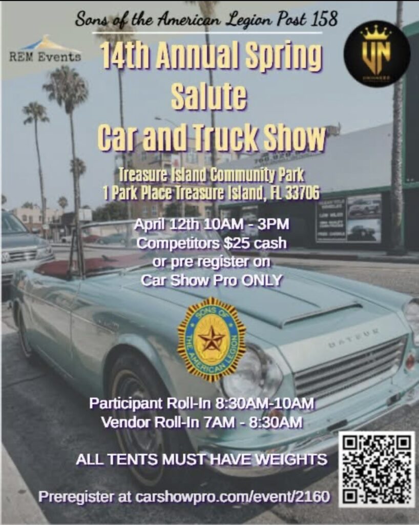car show in treasure island florida on april 12