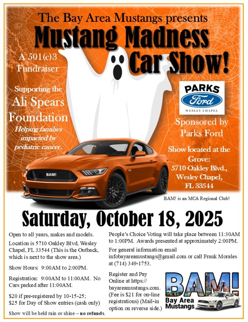 mustang car show in wesley chapel florida on october 18