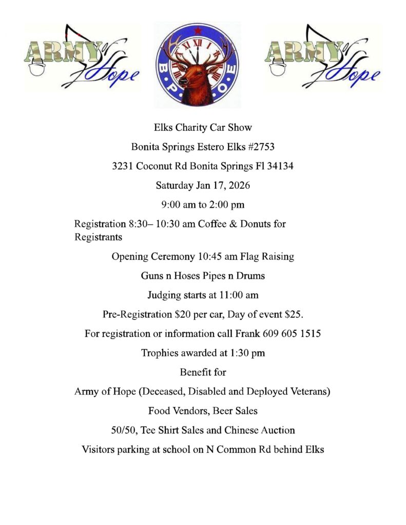 car show in bonita springs florida on january 17