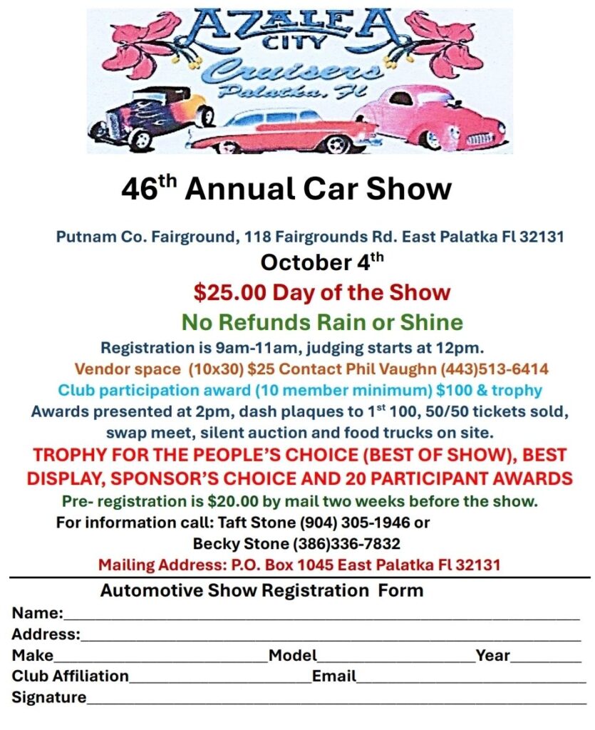 car show in palatka florida on october 4