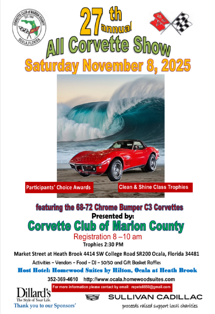Corvette car show in ocala florida on november 8
