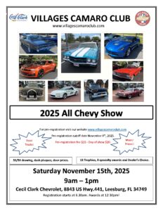 chevy car show in leesburg florida on november 15