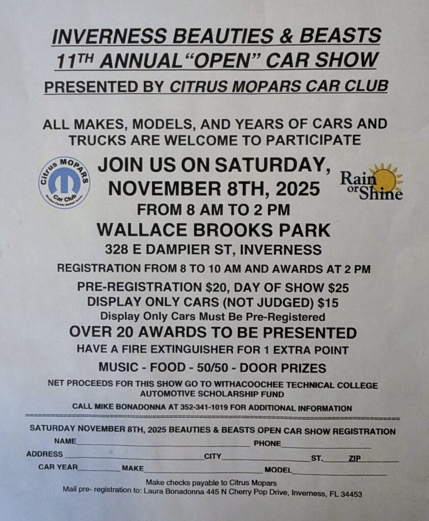 car show in inverness florida on november 8