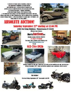 classic car auction in thonotosassa florida on september 27
