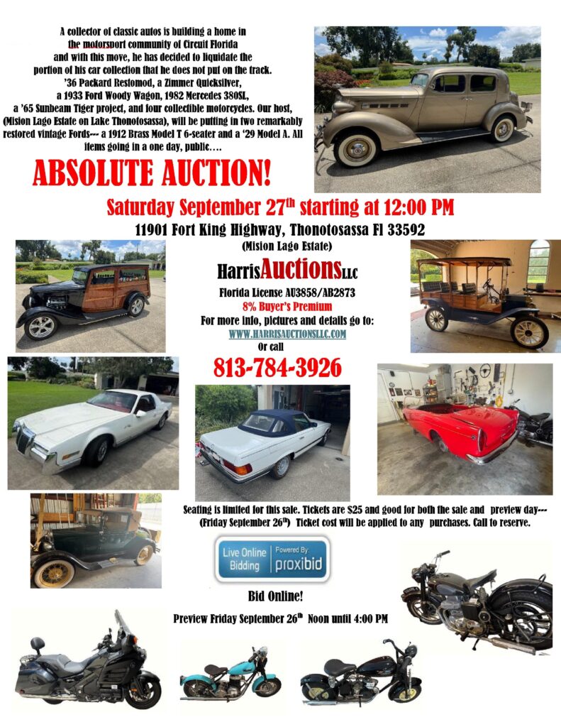 classic car auction in thonotosassa florida on september 27