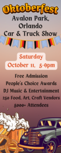 car show in avalon park orlando florida on october 11