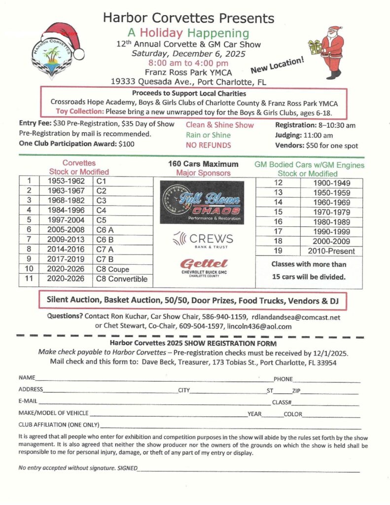 corvette gm car show in port charlotte florida on december 6