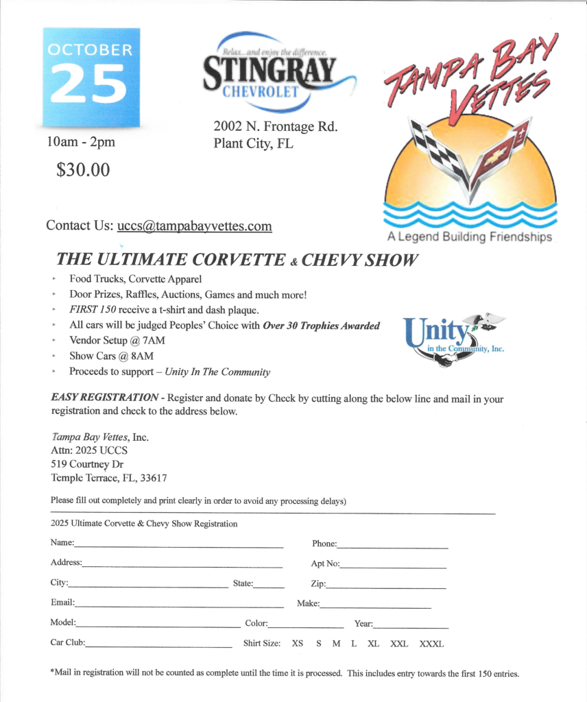 corvette chevy car show in plant city florida on october 25