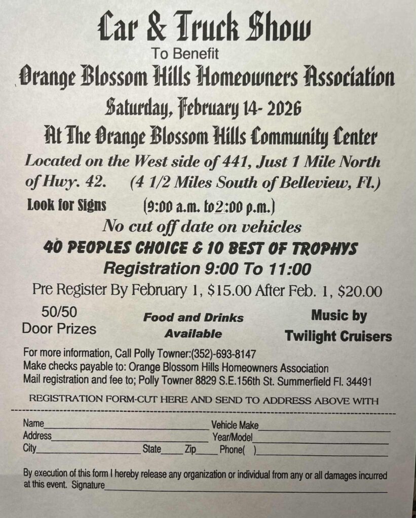 car show in summerfield florida on february 14