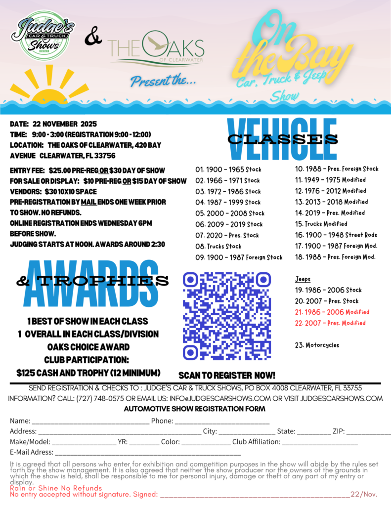 car show in clearwater florida on november 22