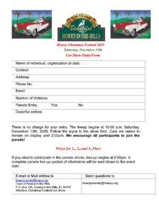 car show in howey in the hills florida on december 13