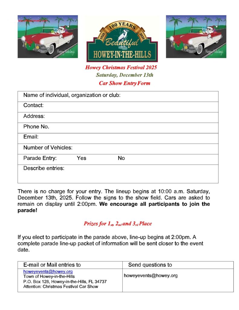 car show in howey in the hills florida on december 13
