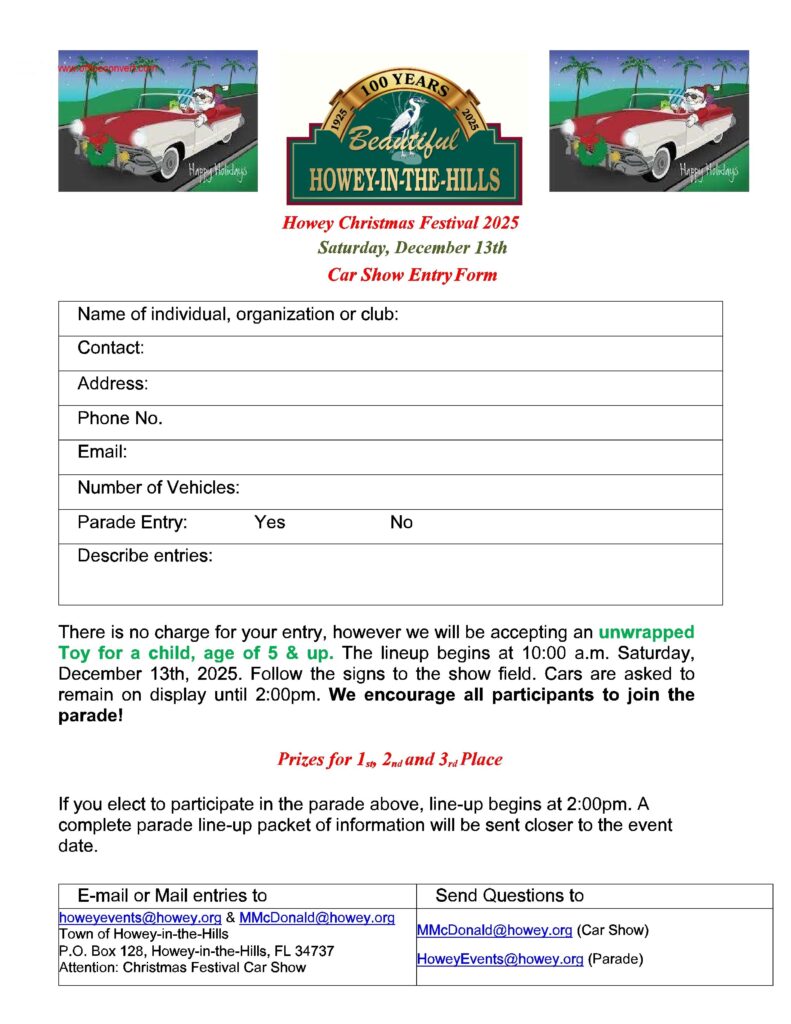 car show in howey in the hills florida on december 13