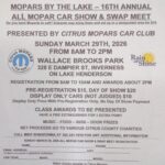 mopar car show in inverness florida on march 29