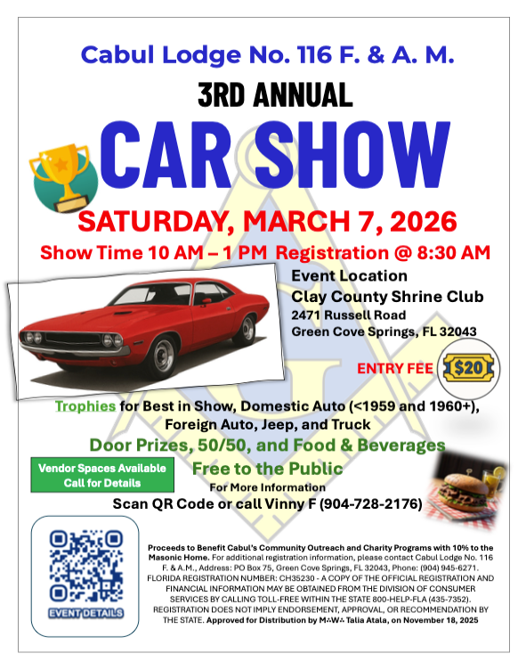 car show in green cove springs florida on march 7