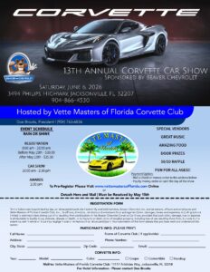 corvette car show in jacksonville florida on june 6