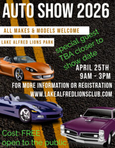 car show in lake alfred florida on april 25