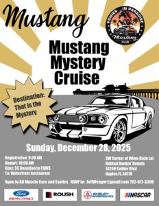 mustang car show cruise in naples florida on december 28