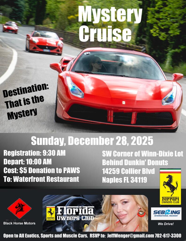 car show cruise in naples florida on december 28