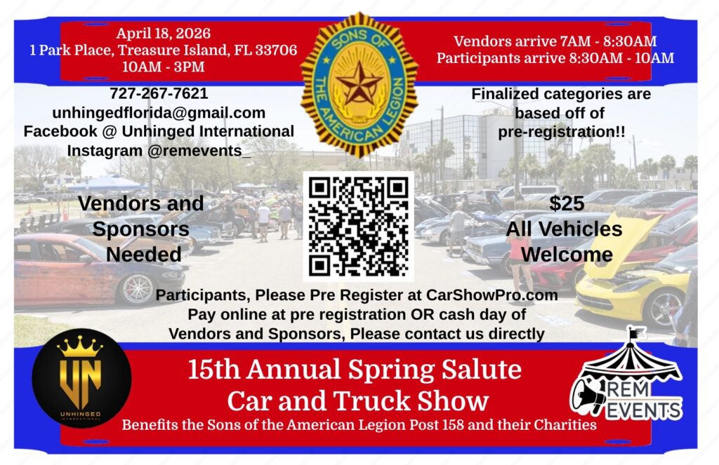 car show in treasure island florida on april 18