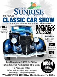 car show in sunrise florida on february 28