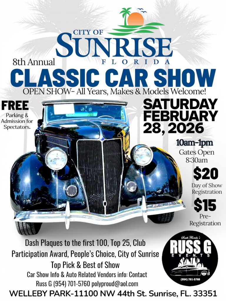car show in sunrise florida on february 28