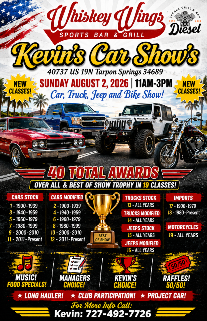 car show in tarpon springs florida on august 2