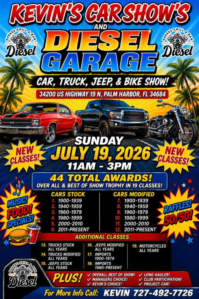 car show in palm harbor florida on july 19