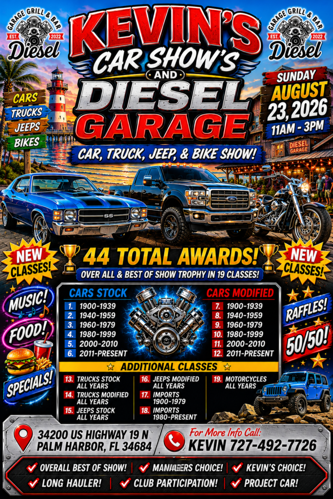 car show in palm harbor florida on august 23