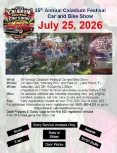 car show in lake placid florida on july 25