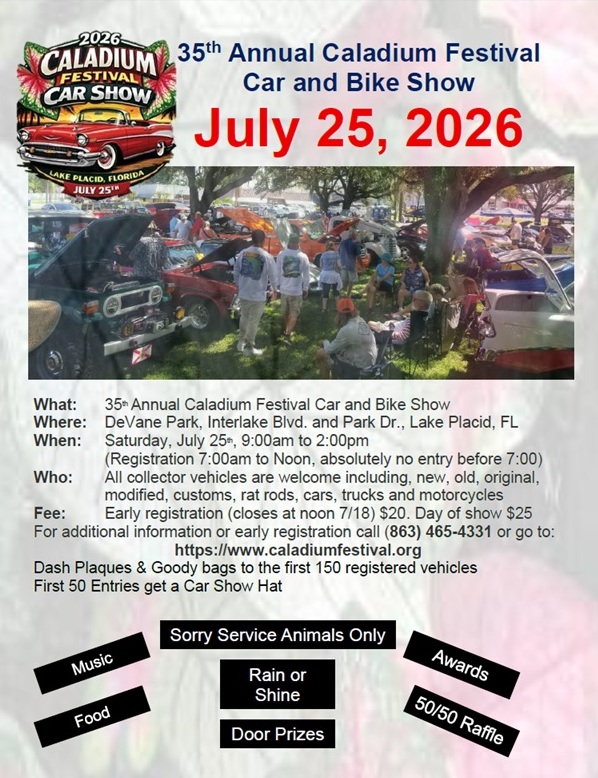 car show in lake placid florida on july 25