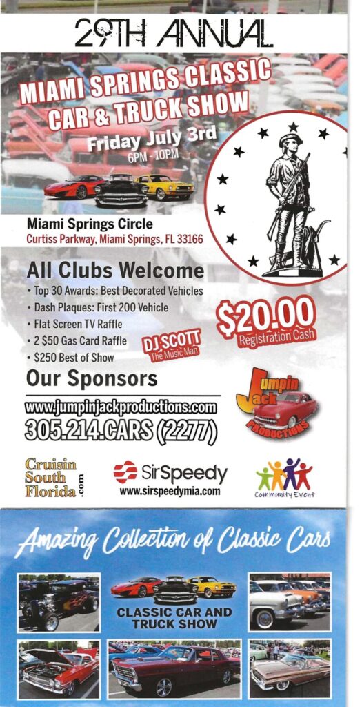 car show in miami springs, florida o july 3