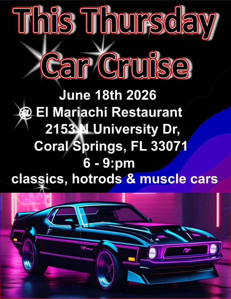 car show in coral springs florida on june 18
