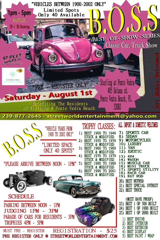 car show in ponte vedra beach florida on august 1