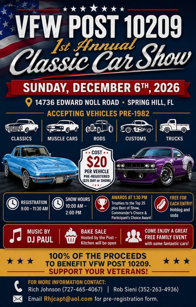 car show in spring hill florida on december 6