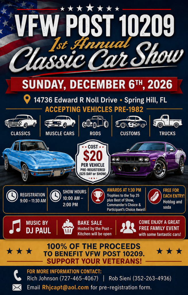 car show in spring hill florida on december 6