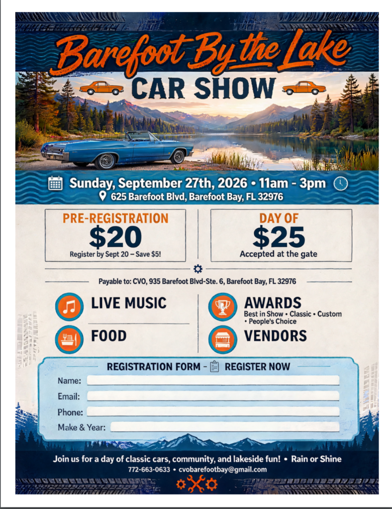 car show in barefoot bay florida on september 27