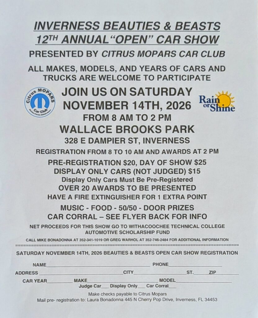 car show in inverness florida on november 14