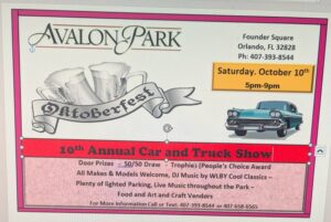 car show in avalon park orlando florida on october 10