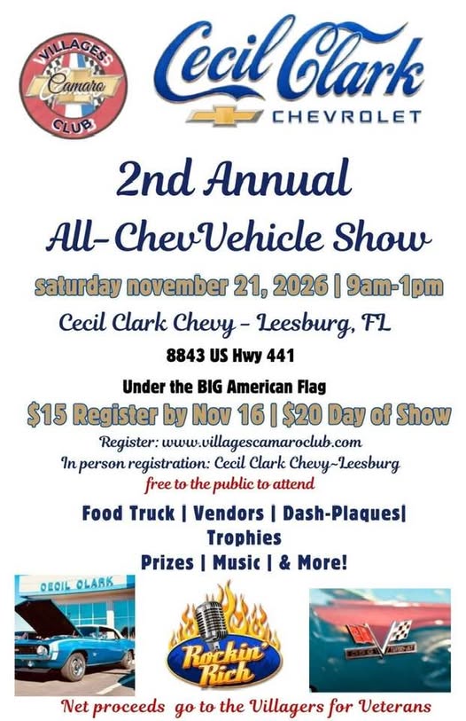 chevy car show in leesburg florida on november 21